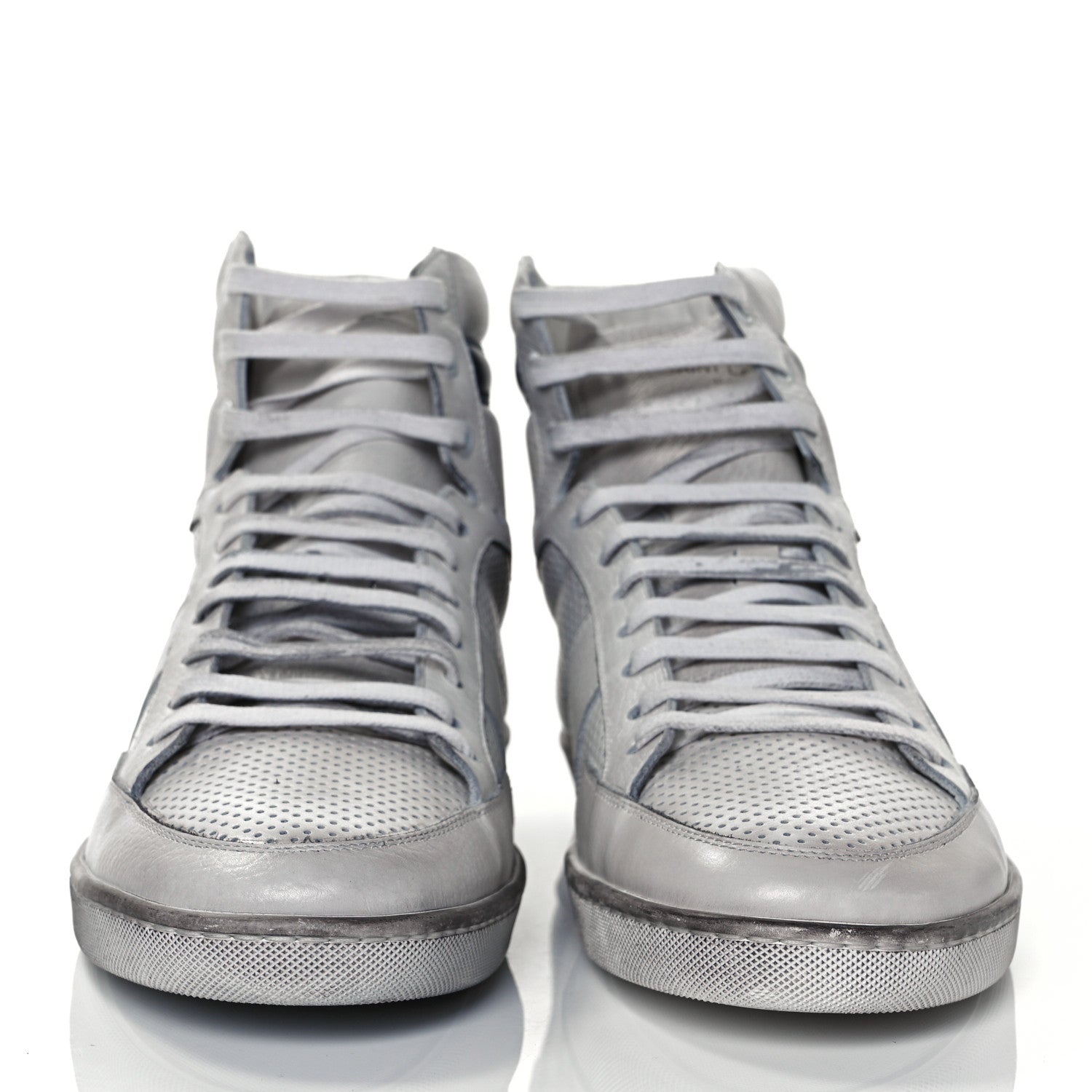 Saint Laurent Calfskin Perforated Court Classic SL/10H High Top Sneakers 44 White 2 of 11