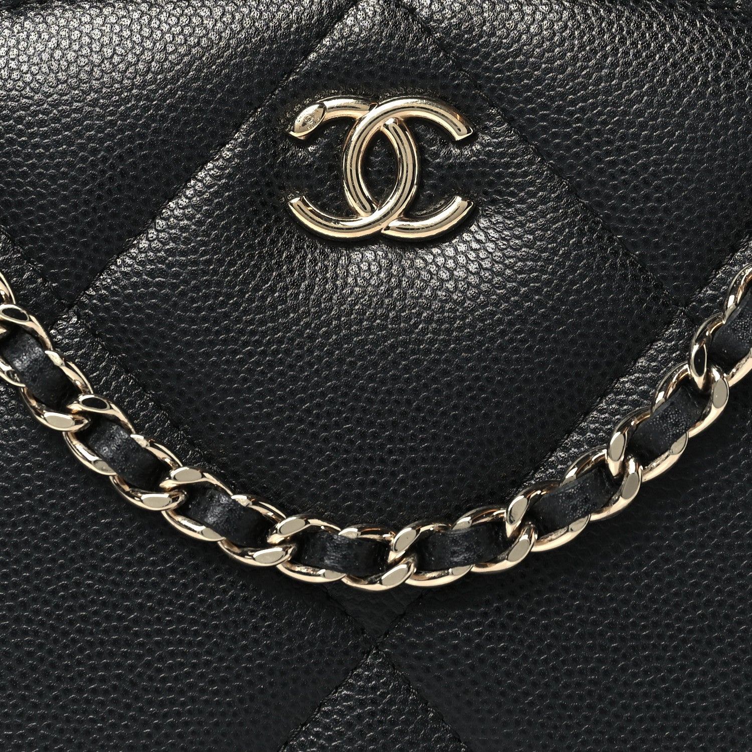 Chanel Grained Calfskin Quilted Top Handle Chain Clutch Black 8 of 11