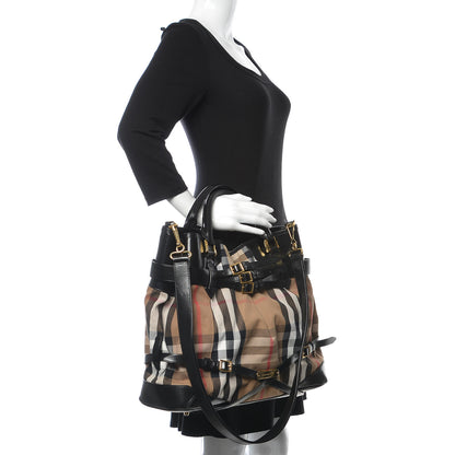 Burberry House Check Bridle Calfskin Large Lynher Tote Black 3 of 14