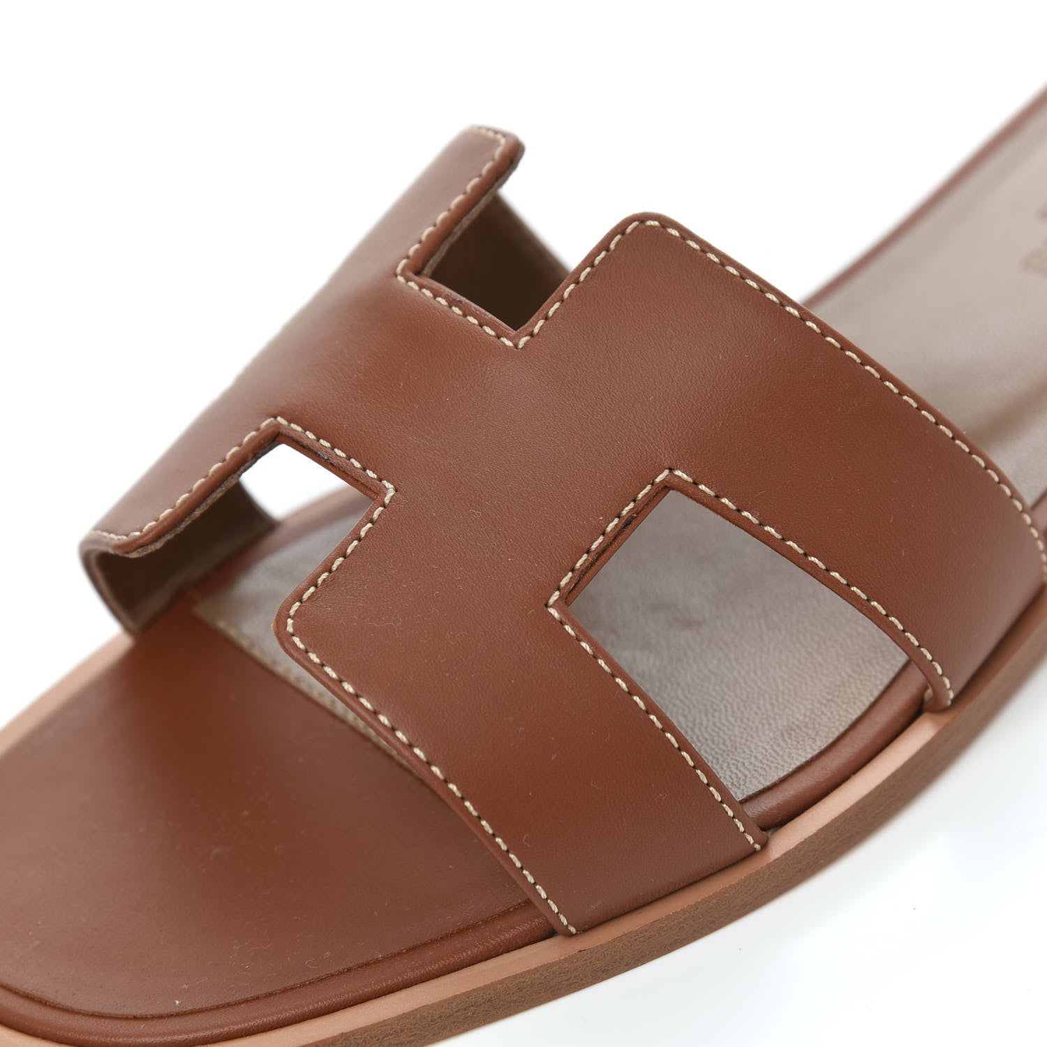 Hermes Box Calfskin Oran Sandals 37 Gold 9 of 10