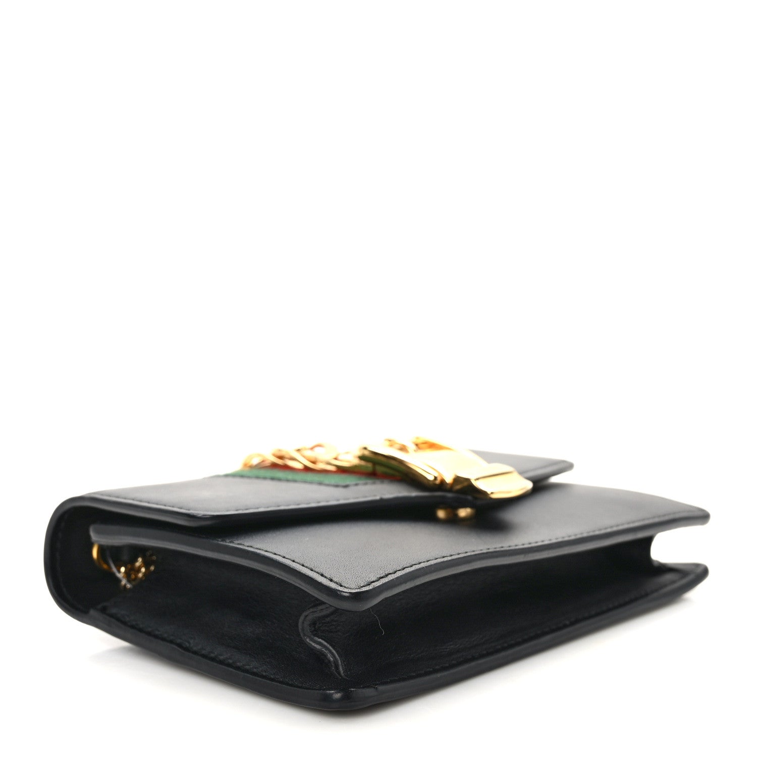 Gucci Calfskin Super Mini Sylvie Chain Shoulder Bag Black 4 of 12