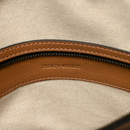Gucci Monogram Textured Dollar Calfskin Web Large Bauletto Duffle Top Handle Bag Black Koi Beige 8 of 11