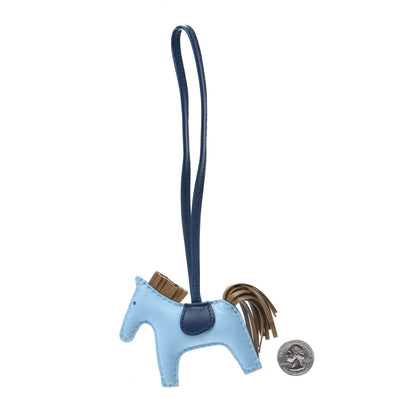 Hermes Milo Lambskin Grigri Rodeo Horse Bag Charm PM Celeste Bleu De Malte Kraft 2 of 6