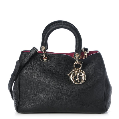 Christian Dior Bullcalf Medium Diorissimo Tote Black Rose Indien 1 of 9
