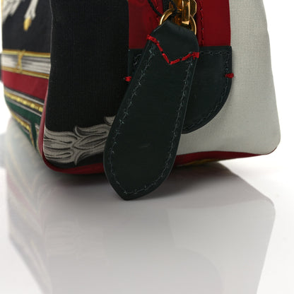 Burberry Canvas Vintage Check Printed Silk Washbag Dark Forest Green Burgundy 8 of 8