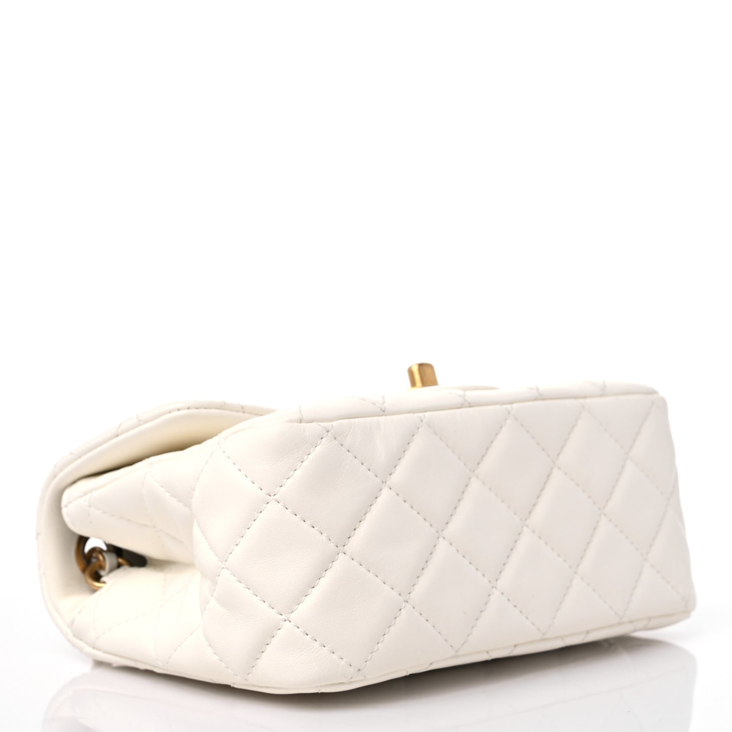 Lambskin Quilted Mini Pearl Crush Flap White