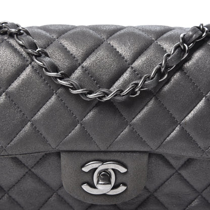 Chanel Iridescent Calfskin Quilted Mini Rectangular Flap Charcoal Grey 9 of 9