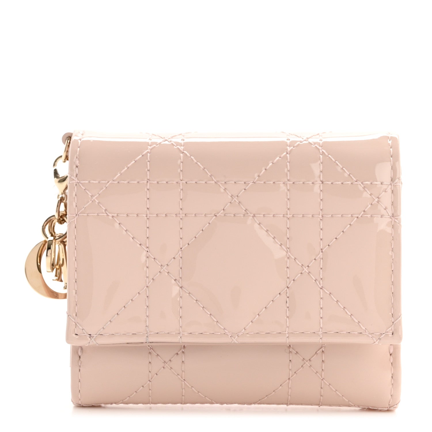 Christian Dior Patent Cannage Lady Dior Medium Wallet Rose Poudre 1 of 7