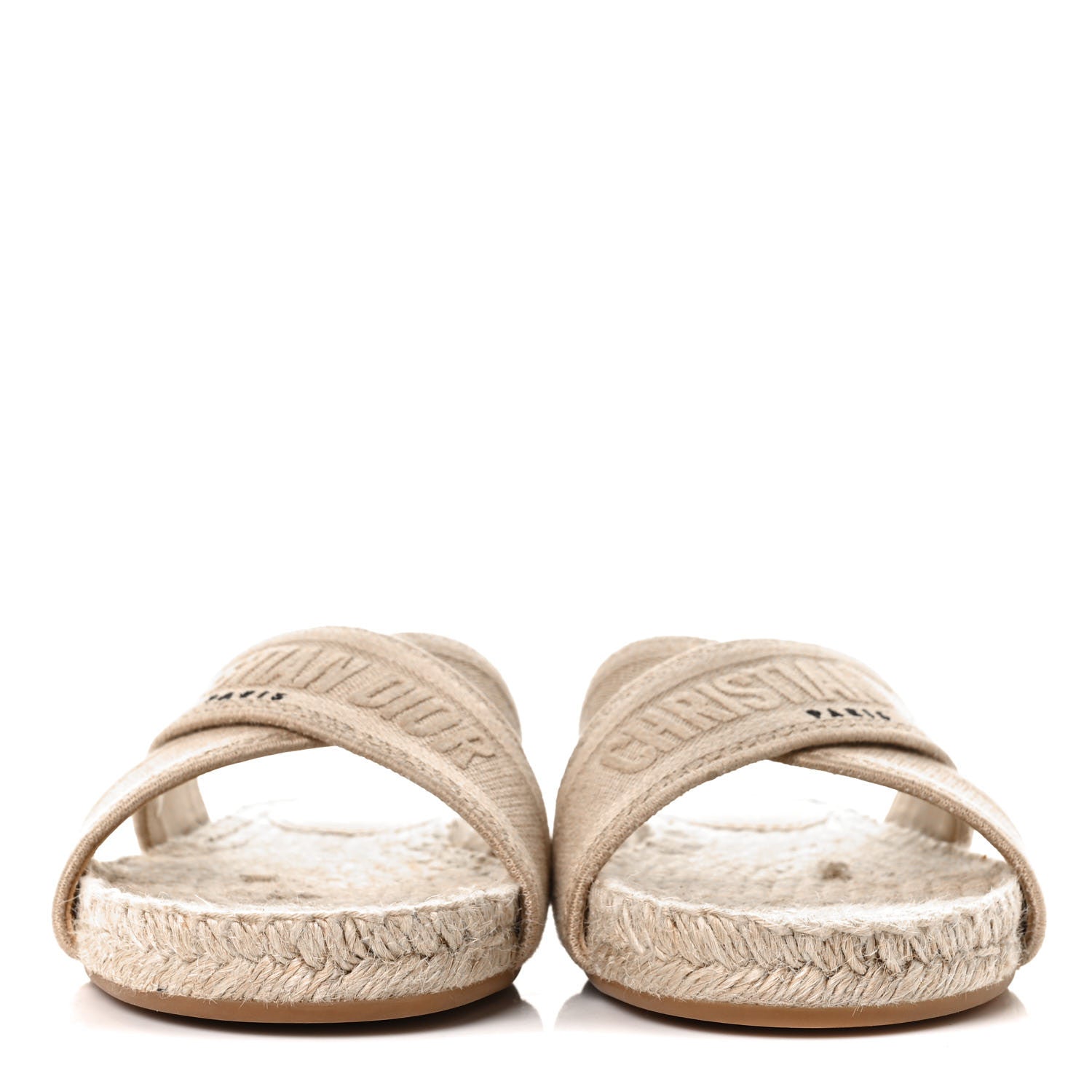 Christian Dior Canvas Embroidered Granville Espadrille Crisscross Flat Slide Sandals 39 Cream 2 of 8