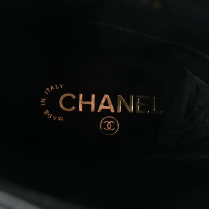 Chanel Shearling Lambskin Calfskin Patent Bow Short Boots 36 Black 8 of 10