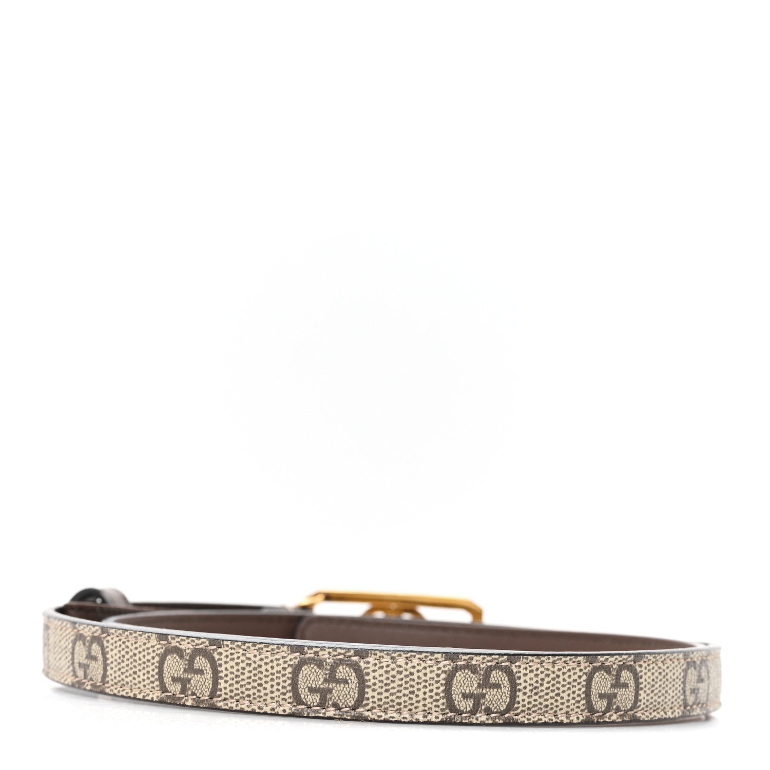 Gucci GG Supreme Monogram Plutone Calfskin Interlocking G Buckle 15mm Belt 80 32 Beige Ebony New Acero 2 of 4
