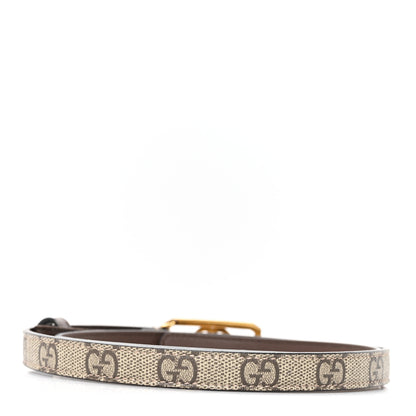 Gucci GG Supreme Monogram Plutone Calfskin Interlocking G Buckle 15mm Belt 80 32 Beige Ebony New Acero 2 of 4