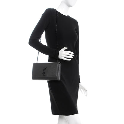 Saint Laurent Grain De Poudre Medium Classic Monogram Kate Satchel Coal 2 of 6