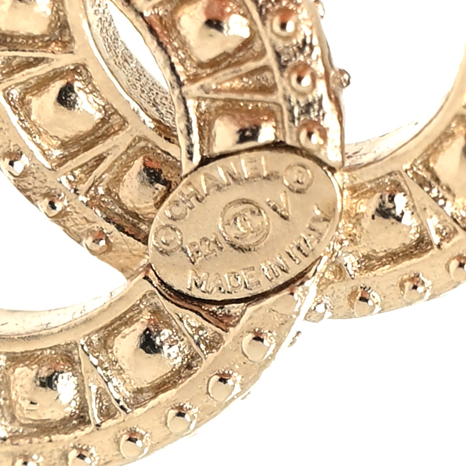 Chanel Crystal Timeless CC Earrings Gold 4 of 4