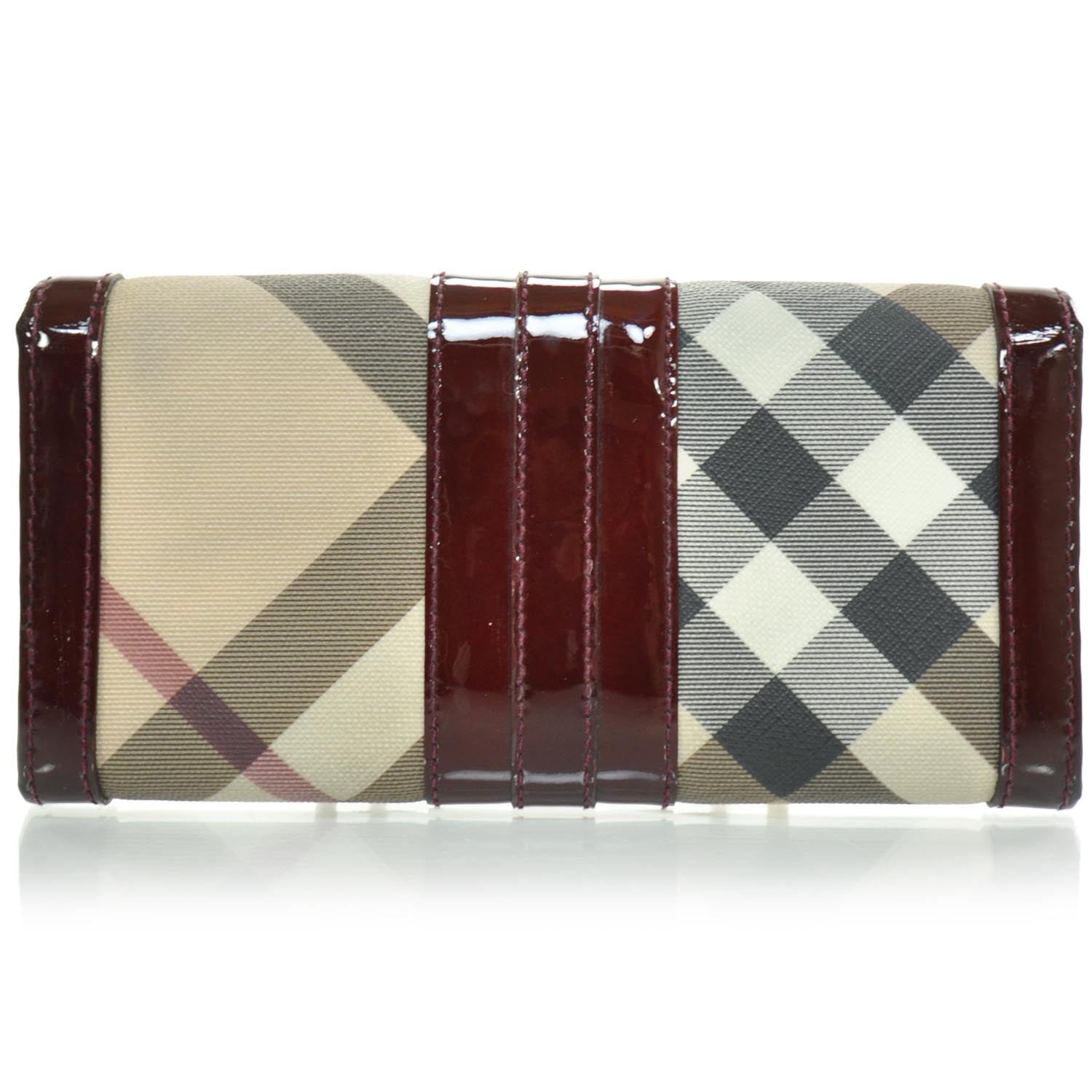 Burberry Patent Nova Check Wallet Bordeaux 2 of 8