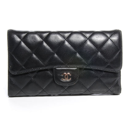Chanel Lambskin Quilted Large Flap Wallet Black 1 of 8