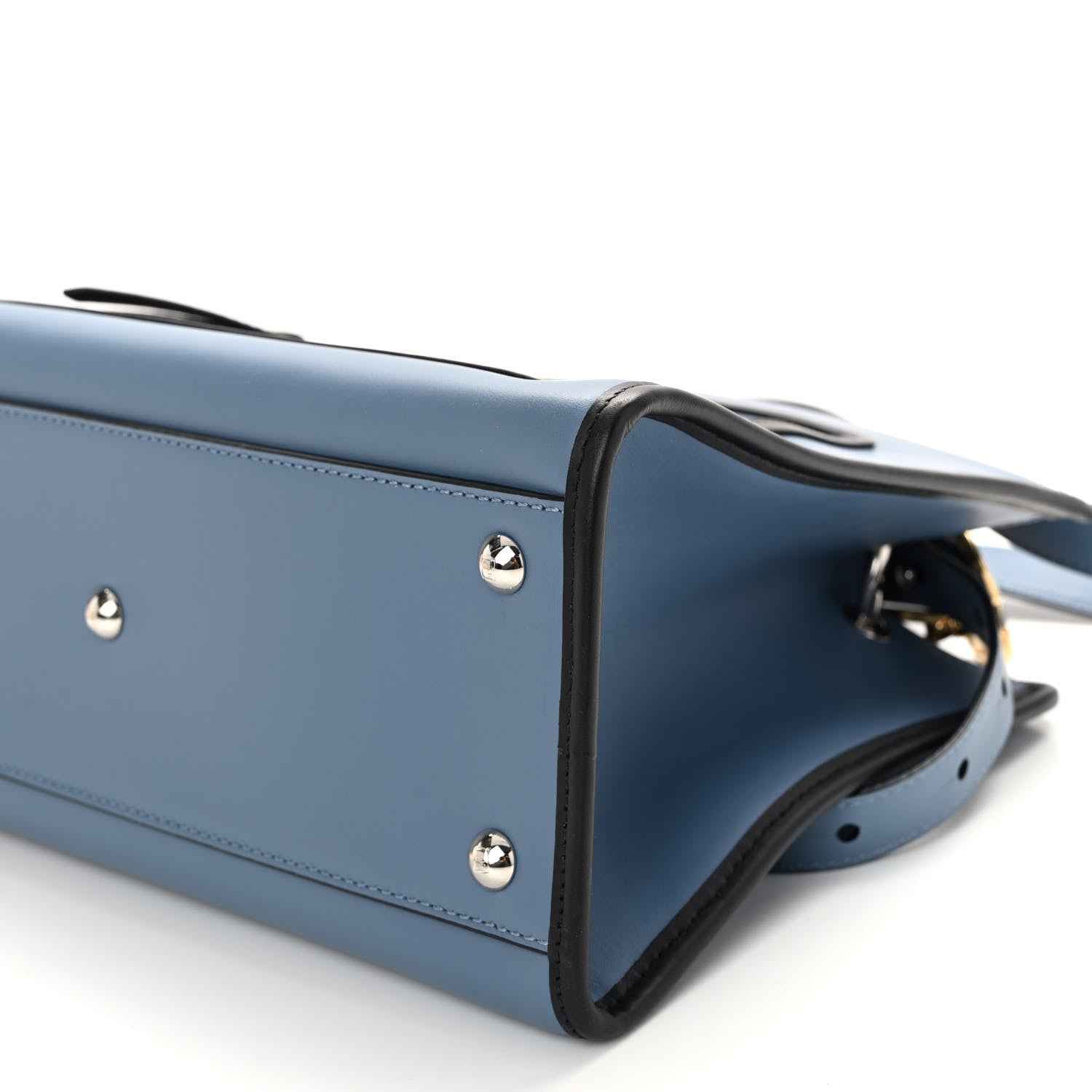 Fendi Vitello Century Opaco F is Fendi Bi-Color Small Runaway Satchel Ceruelo Black 10 of 10