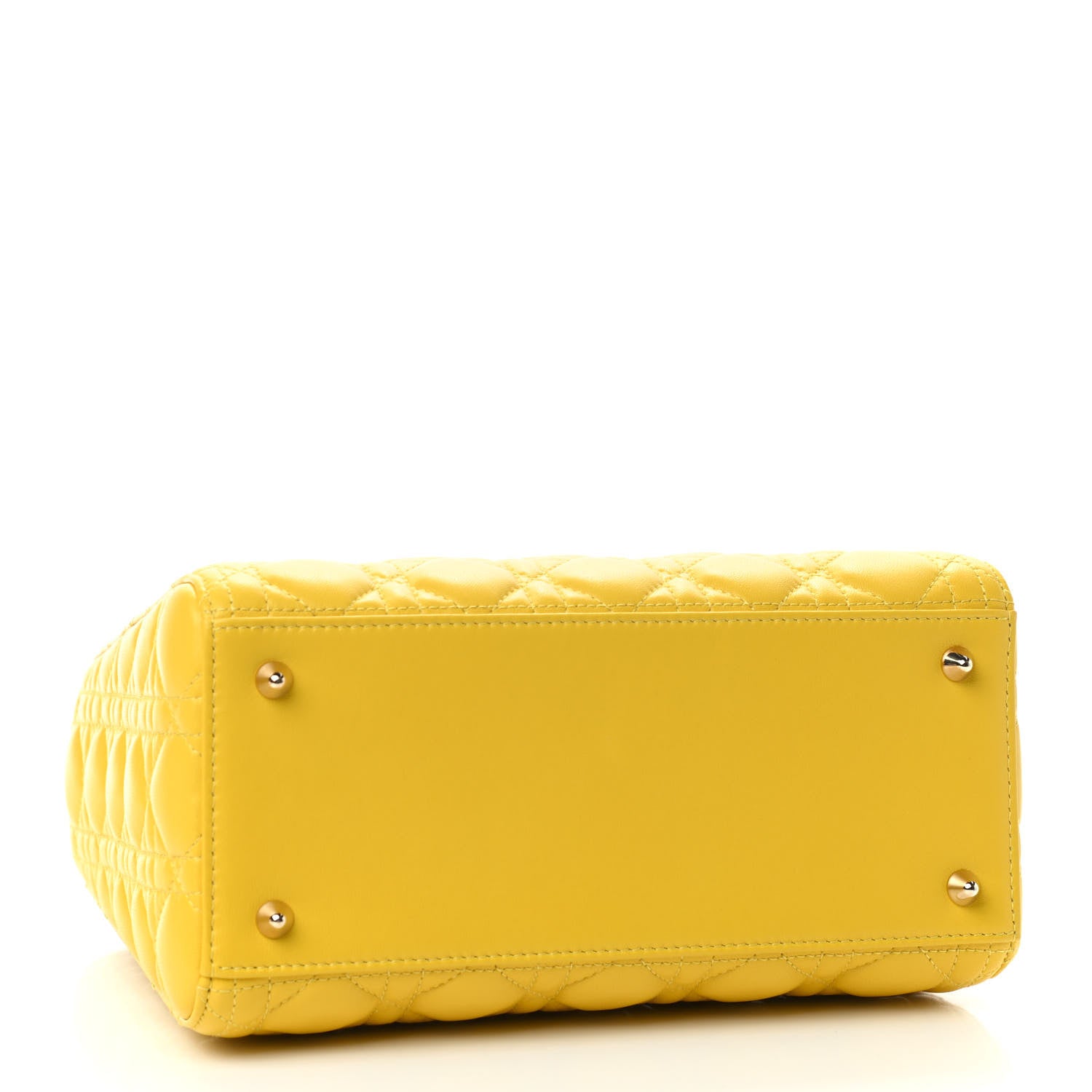 Christian Dior Lambskin Cannage Medium Lady Dior Yellow 4 of 10