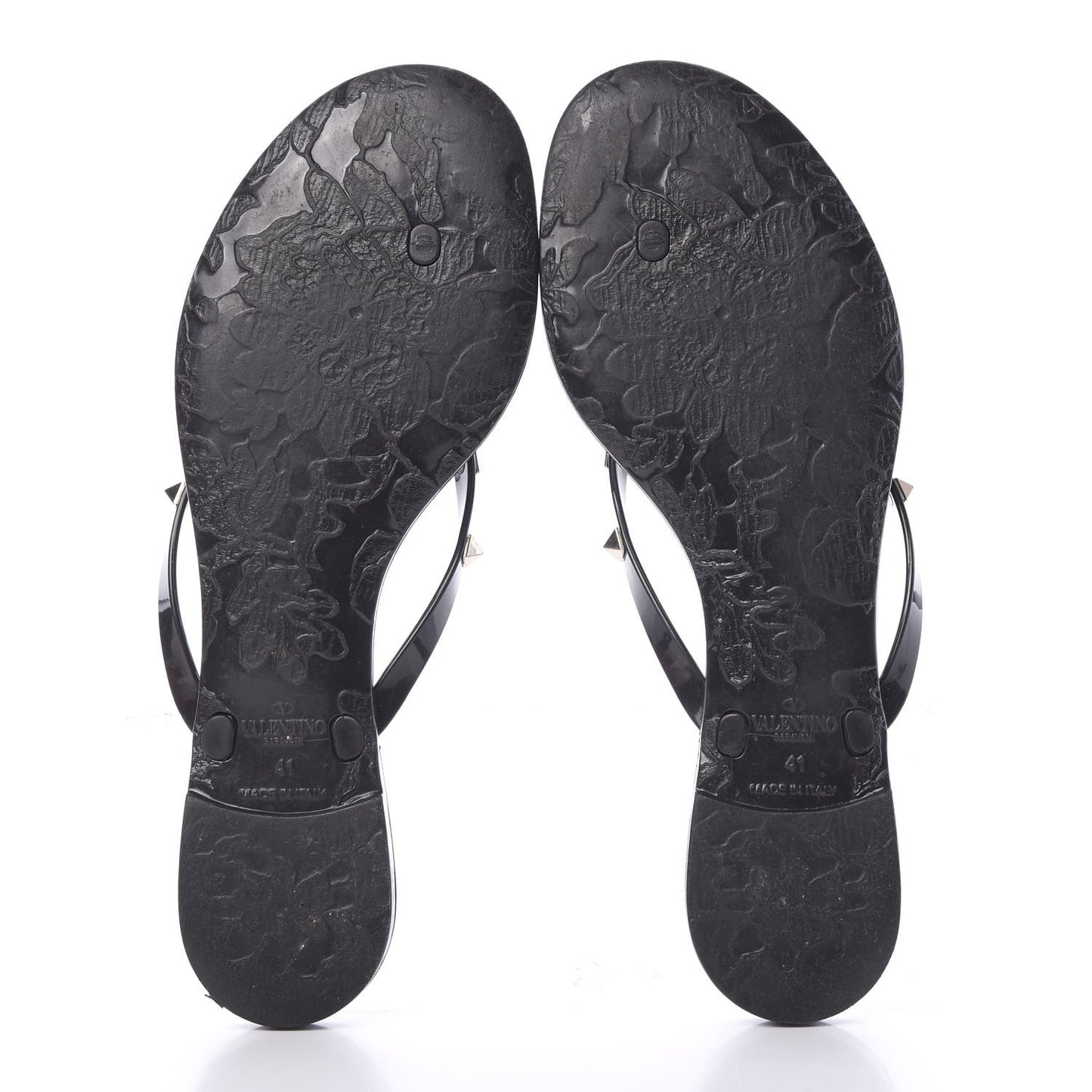 PVC Jelly Rockstud Bow Thong Sandals 41 Black