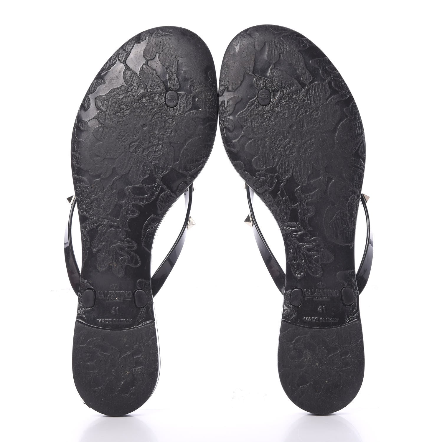 Valentino Garavani PVC Jelly Rockstud Bow Thong Sandals 41 Black 5 of 8