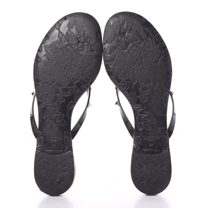 Valentino Garavani PVC Jelly Rockstud Bow Thong Sandals 41 Black 5 of 8