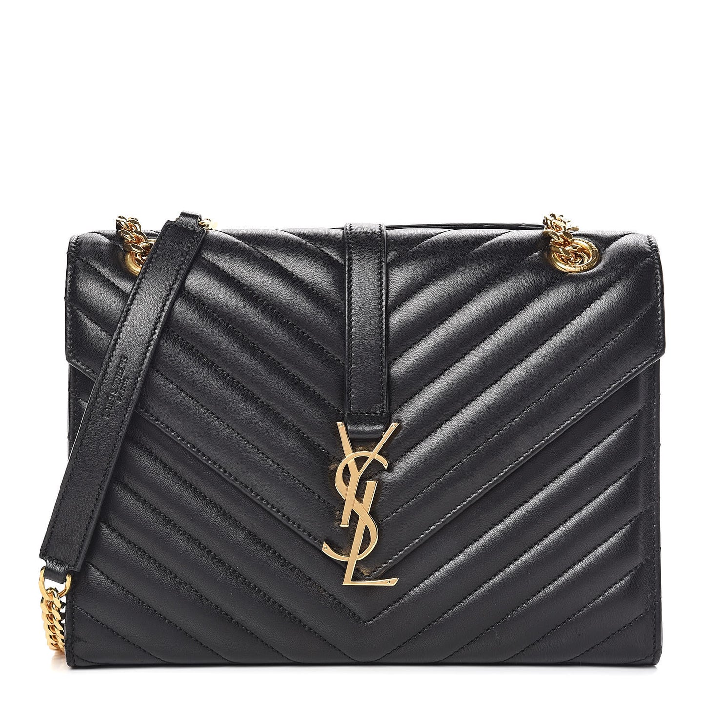 Lambskin Matelasse Chevron Medium Monogram Satchel Black
