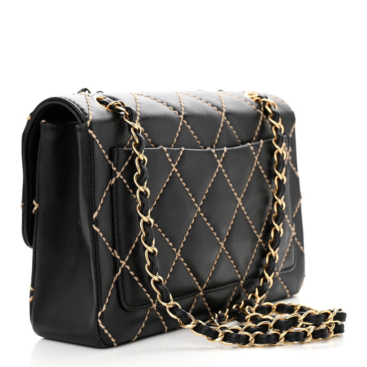 Chanel Calfskin Quilted Contrast Stitch Medium Flap Black 3 of 11