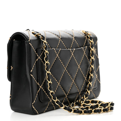 Chanel Calfskin Quilted Contrast Stitch Medium Flap Black 3 of 11