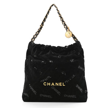 Chanel Velvet Sequin Quilted Chanel 22 Black 3 of 11