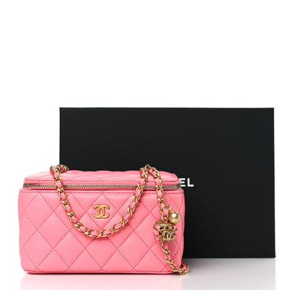 Chanel Lambskin Quilted Small Pearl Crush Vanity Case With Chain Pink 10 of 10