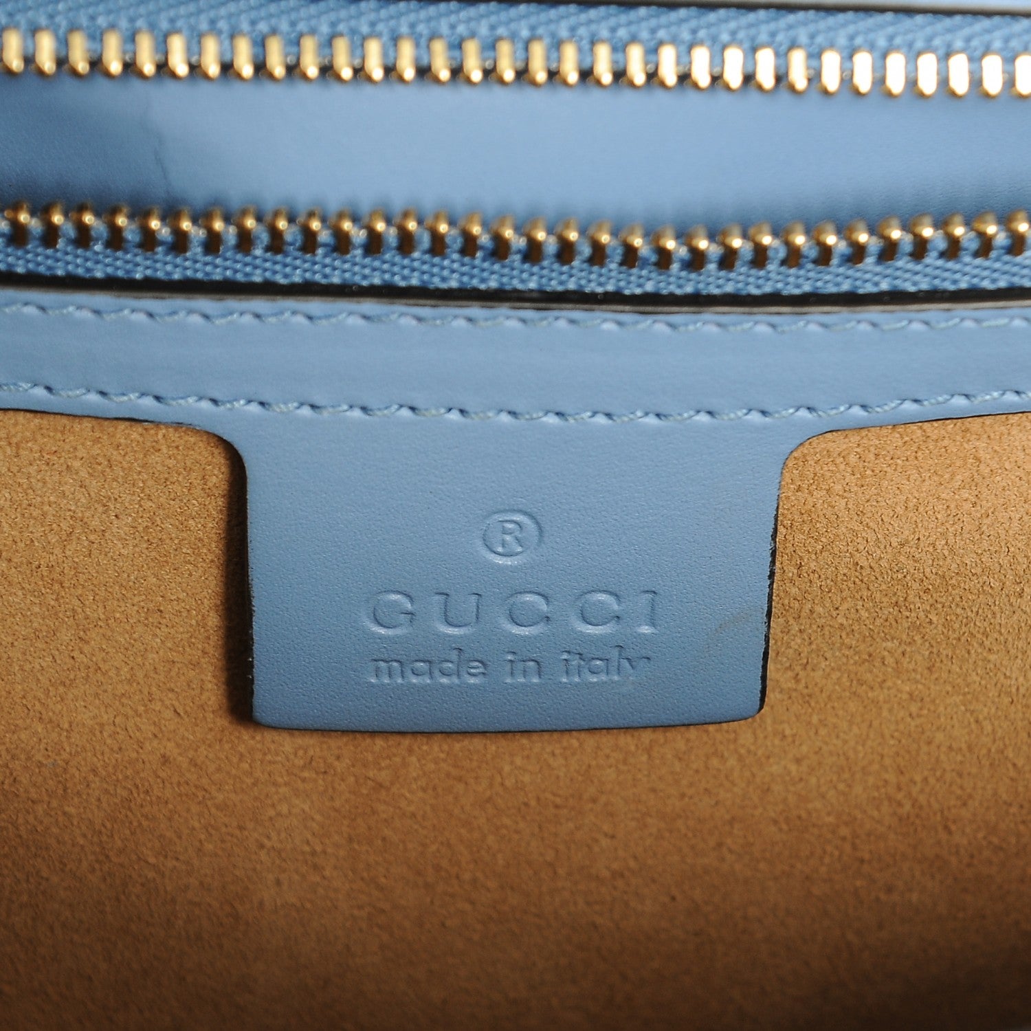 Gucci Calfskin Embroidered Medium Sylvie Top Handle Bag Clear Sky Blue 6 of 7