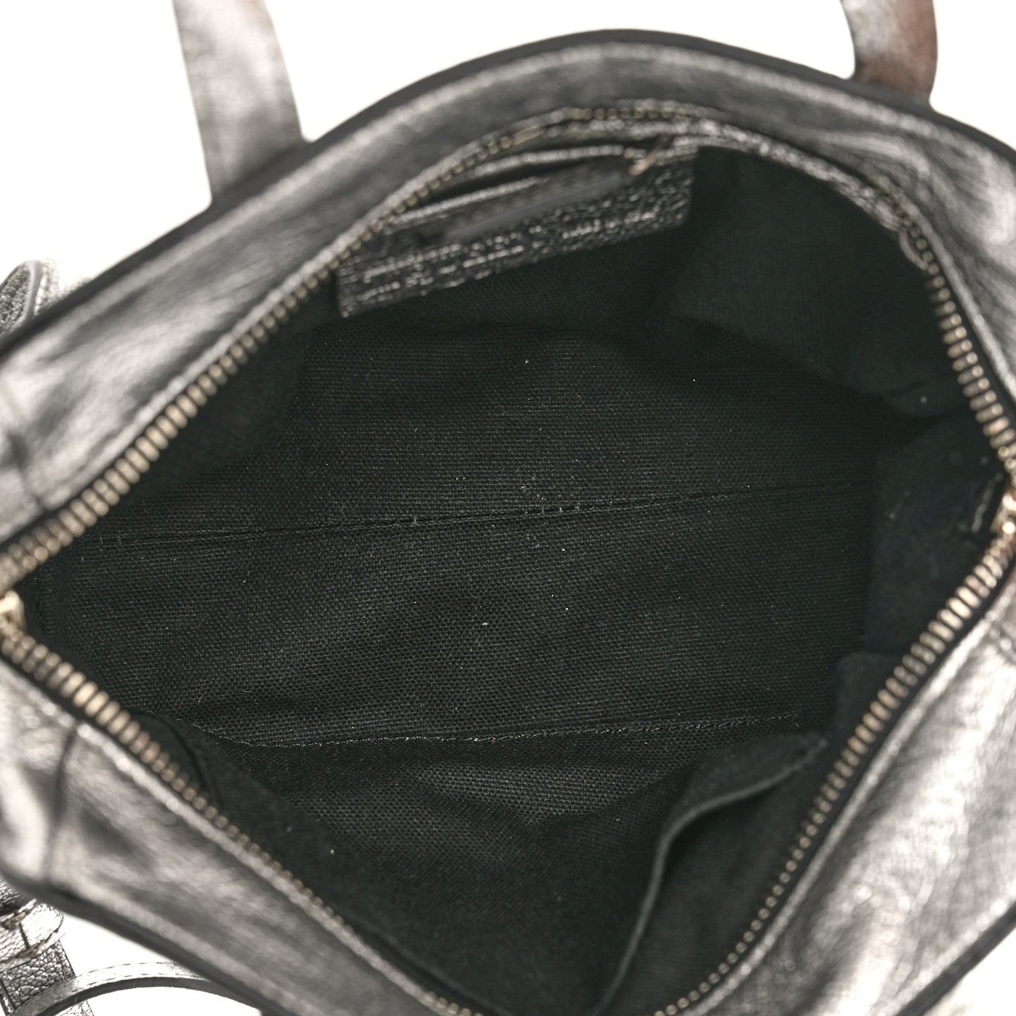Metallic Pebbled Calfskin Mini Padlock Tote Silver