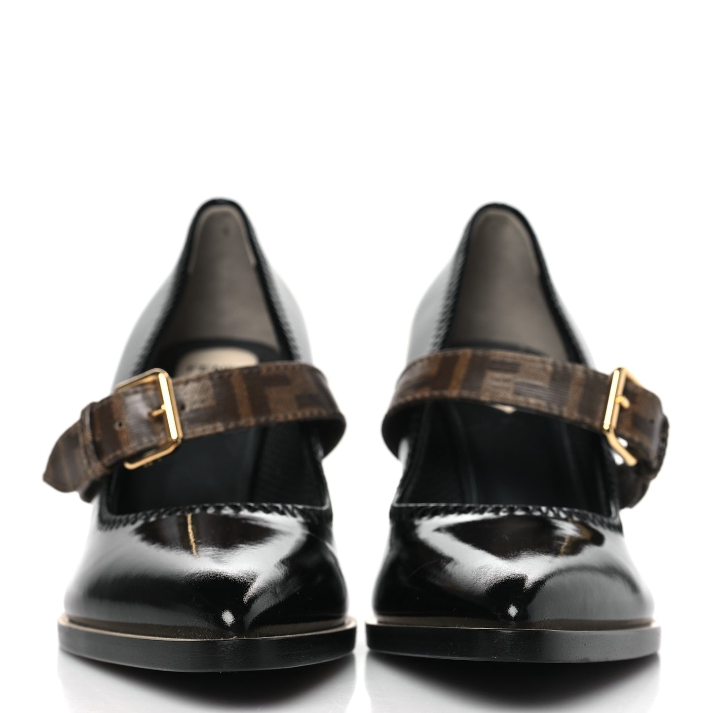 Glossy Neoprene Glazed Fabric FF FFrame Court Mary Jane Slingback Pumps 39 Black Tobacco Moro