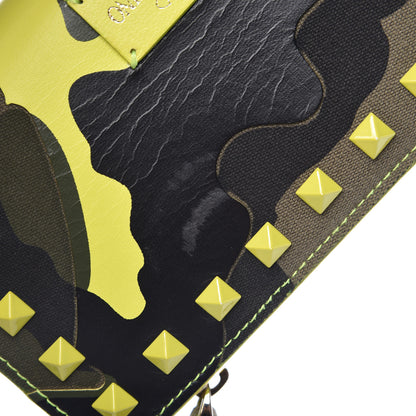 Valentino Garavani Nappa Canvas Camouflage Rockstud Continental Wallet Yellow 14 of 14