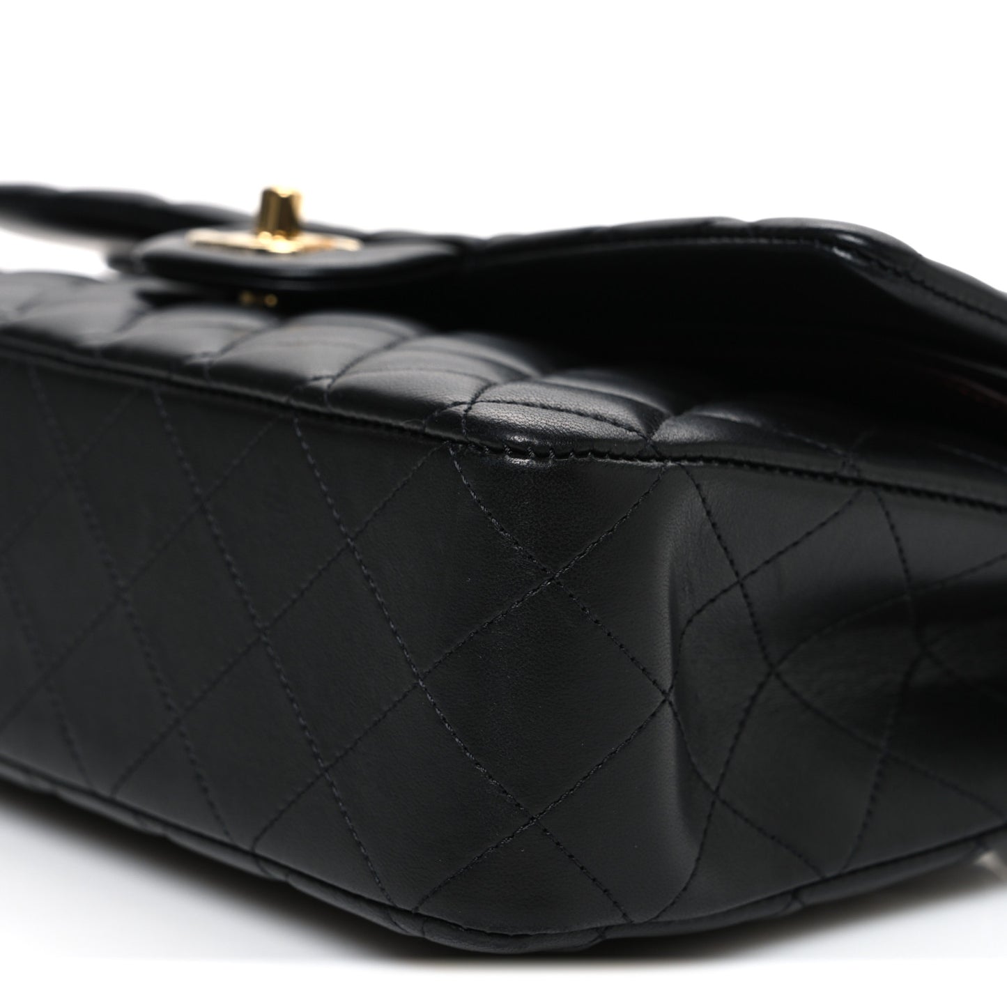 Lambskin Quilted Medium Double Flap Black