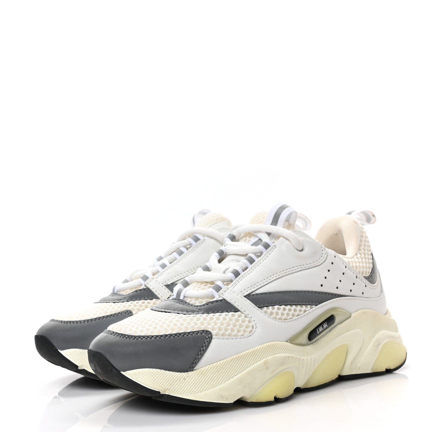 Christian Dior Technical Mesh Calfskin Womens B22 Sneakers 37 White Silver 3 of 7