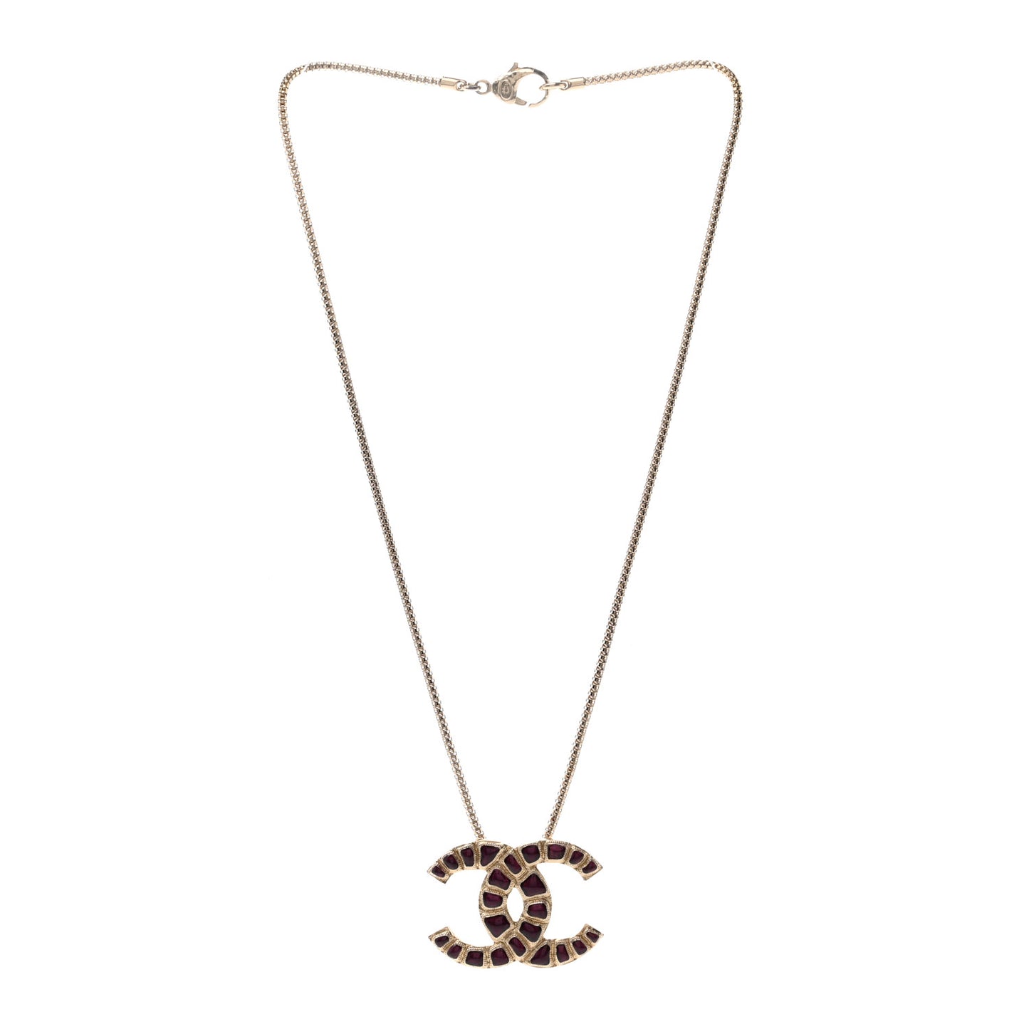 Metal Gripoix Along The Nile CC Pendant Necklace Gold Purple