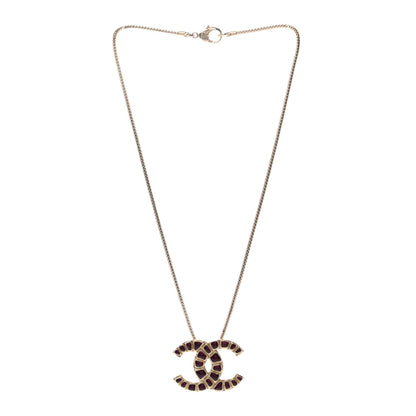 Chanel Metal Gripoix Along The Nile CC Pendant Necklace Gold Purple 3 of 4