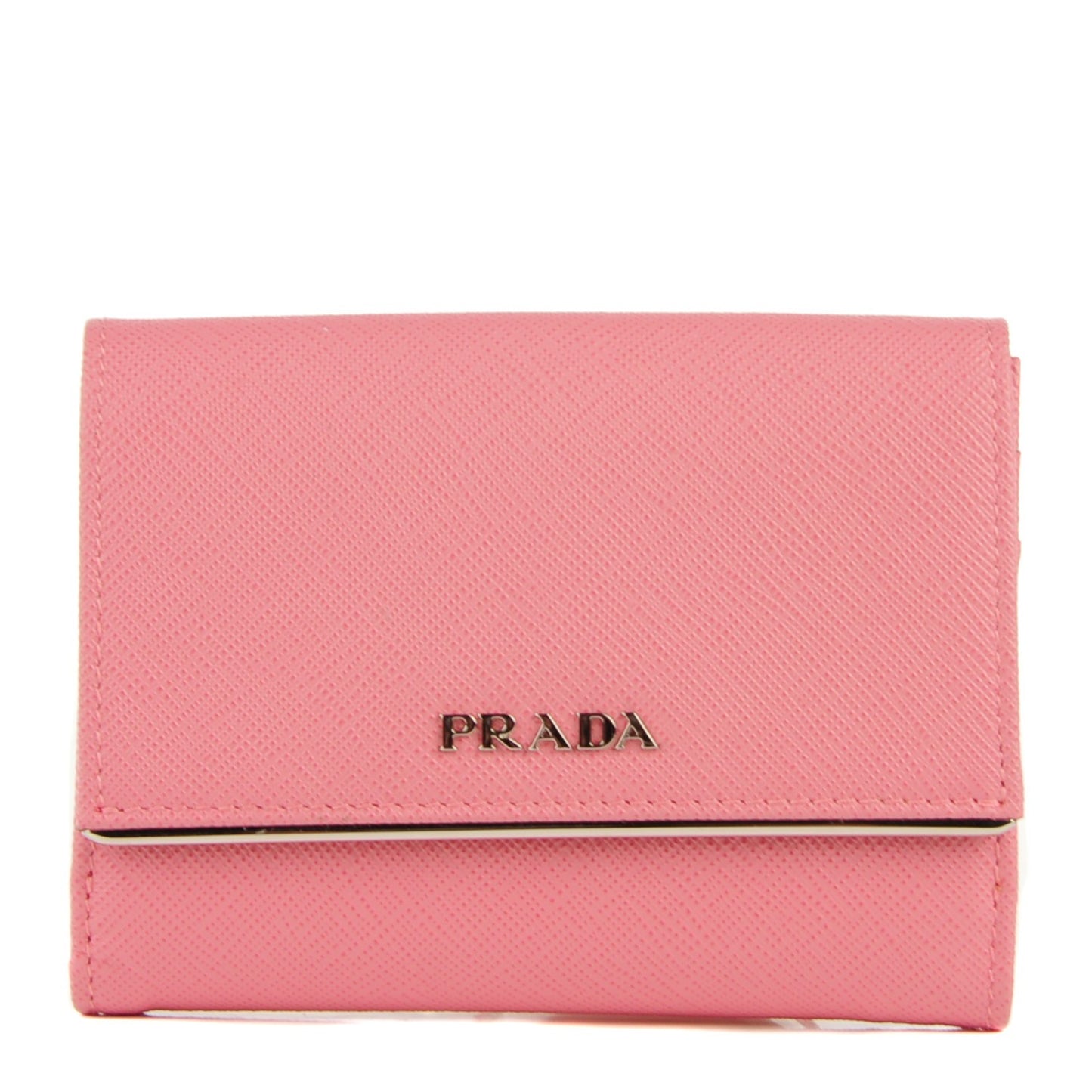 Saffiano Compact Metal Bar Flap Wallet Petalo