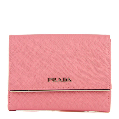 Prada Saffiano Compact Metal Bar Flap Wallet Petalo 1 of 8