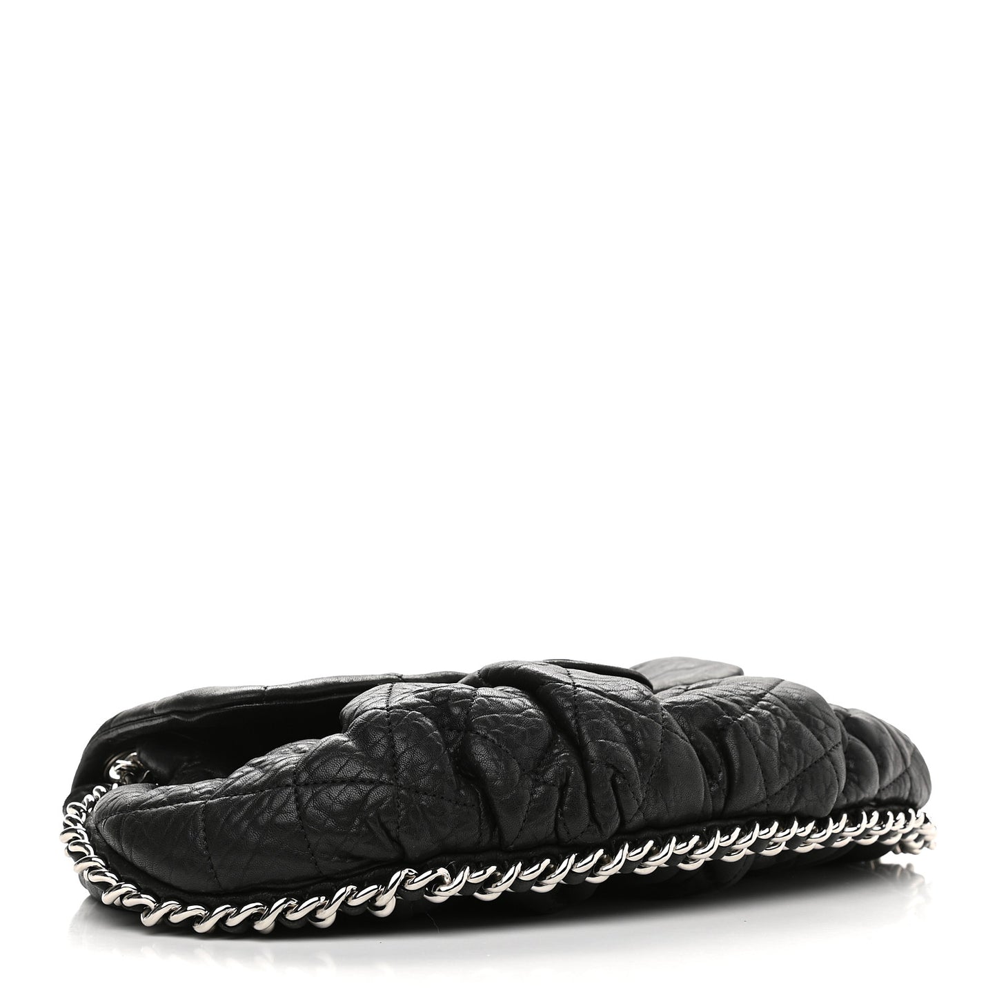 Washed Lambskin Quilted Medium Chain Around Messenger Black
