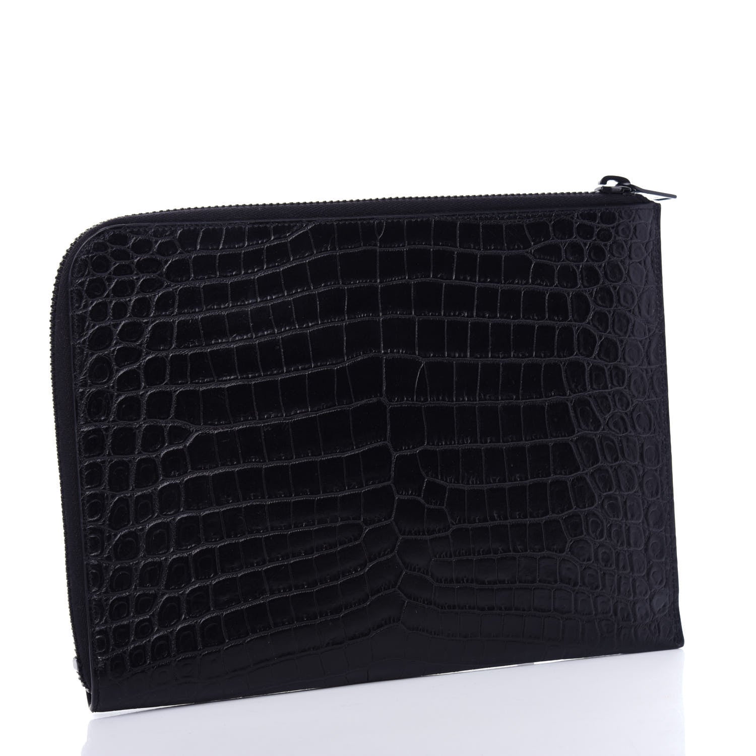 Saint Laurent Calfskin Crocodile Embossed iPad Case Black 3 of 7