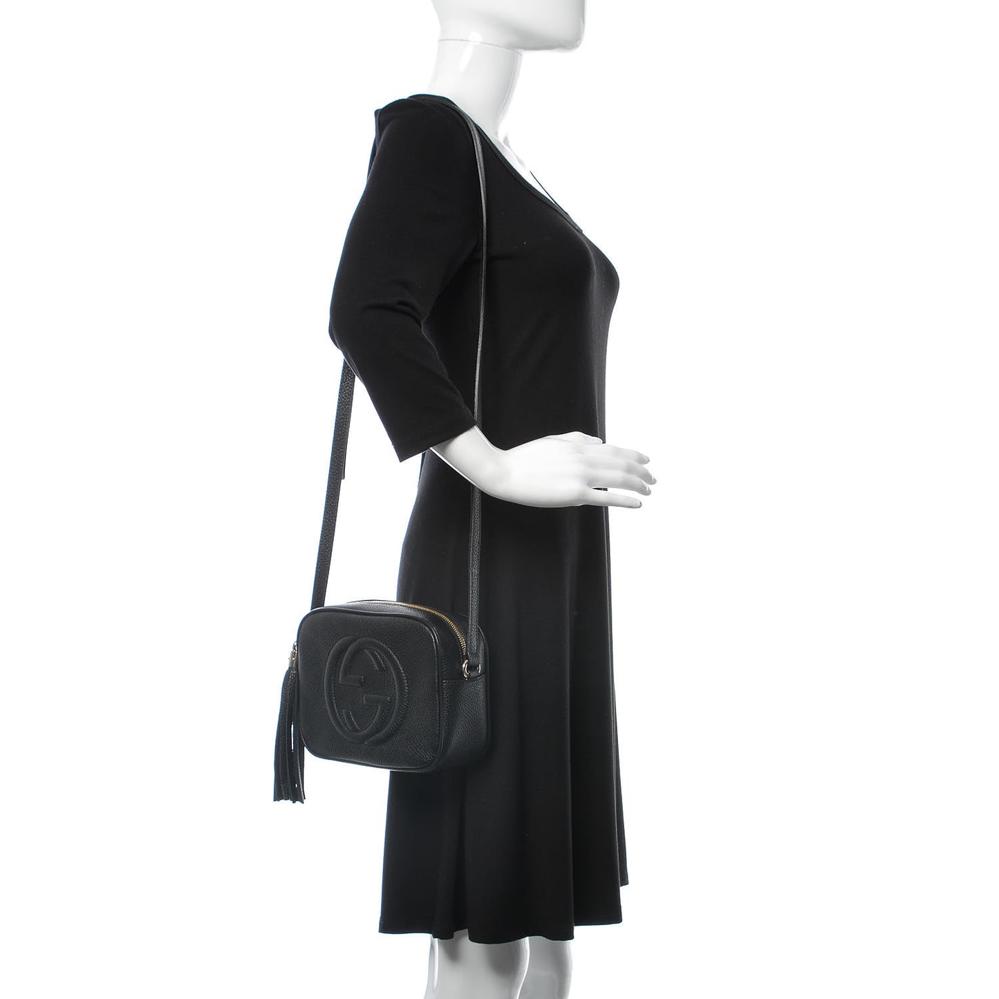 Pebbled Calfskin Small Soho Disco Bag Black