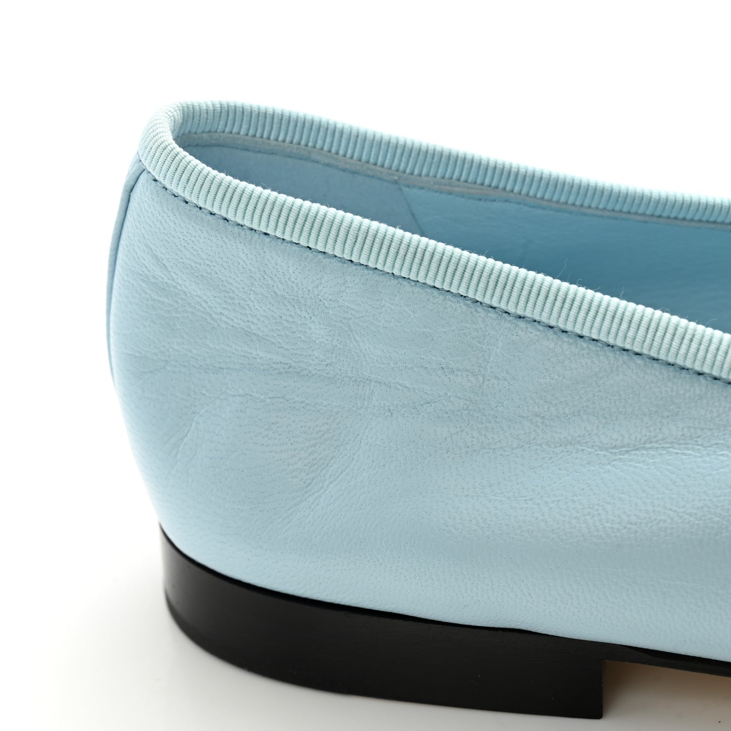 Lambskin Cap Toe CC Ballerina Flats 38 Light Blue Black