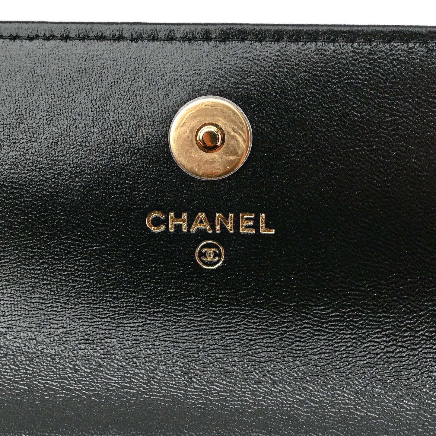 Shiny Lambskin Quilted Golden Links Top Handle Phone Holder With Chain Black