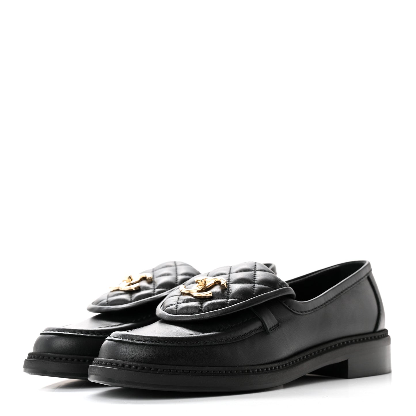 Lambskin Quilted CC Turnlock Loafers 37 Black