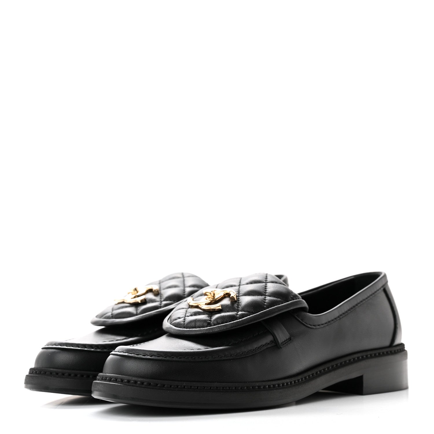 Chanel Lambskin Quilted CC Turnlock Loafers 37 Black 3 of 11
