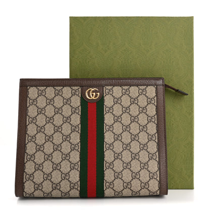 Gucci GG Supreme Monogram Web Ophidia Pouch Brown 12 of 12