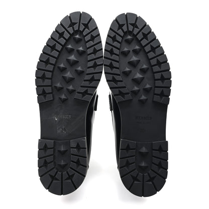 Hermes Calfskin Womens Faubourg Loafers 35 Black 6 of 10