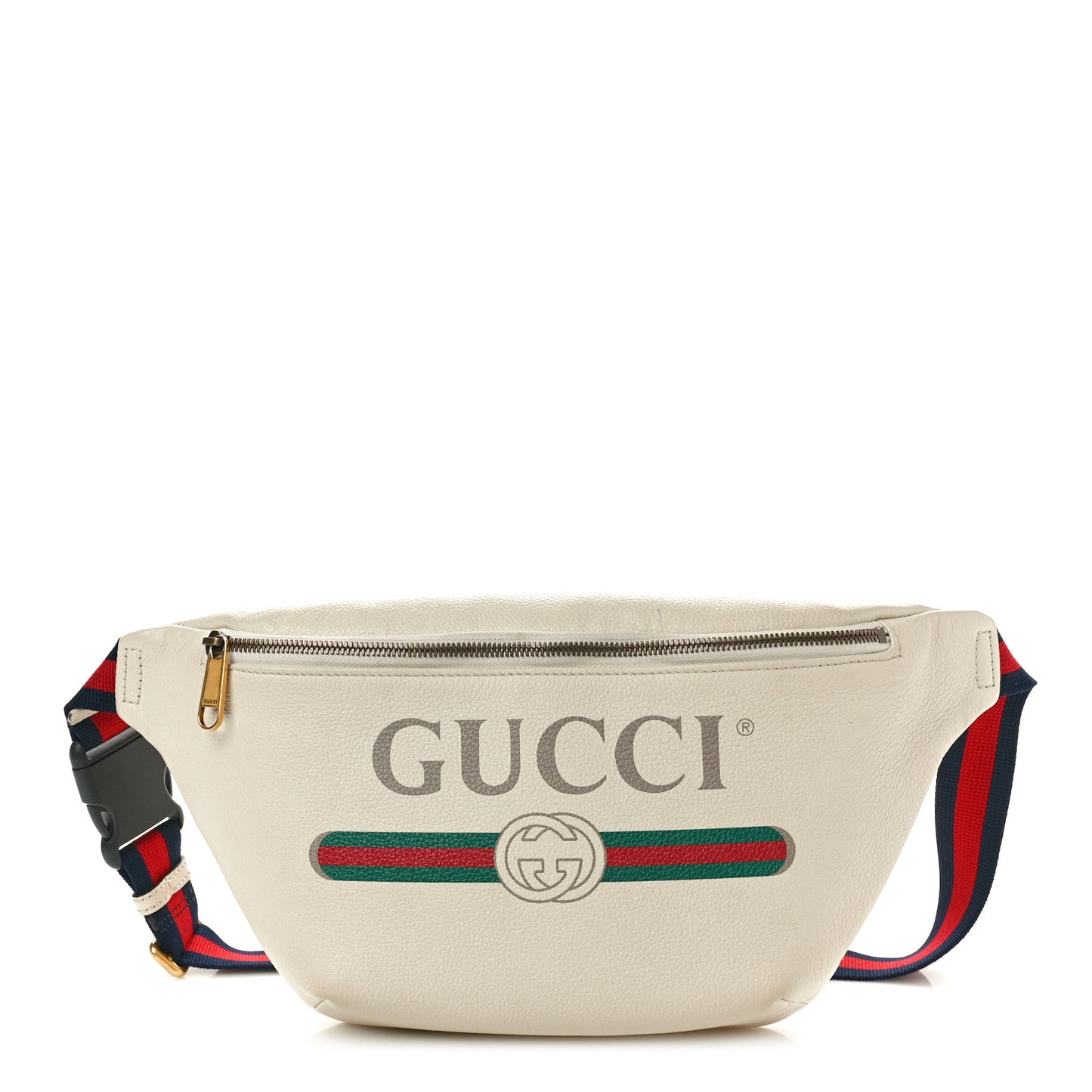 Grained Calfskin Logo Belt Bag White